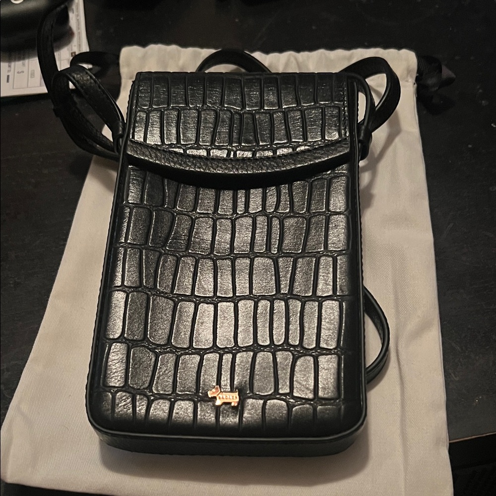 RADLEY LONDON Black Croc-Embossed Crossbody Bag